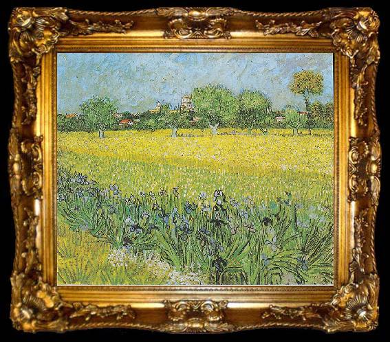 framed  Vincent Van Gogh View of Arles with irises in the foreground, ta009-2